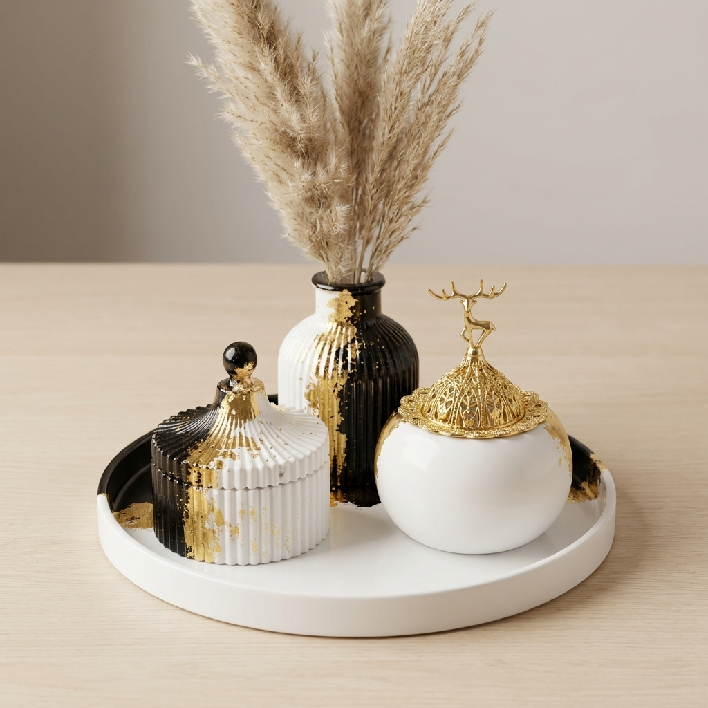 Onyx & Gold Decor Set