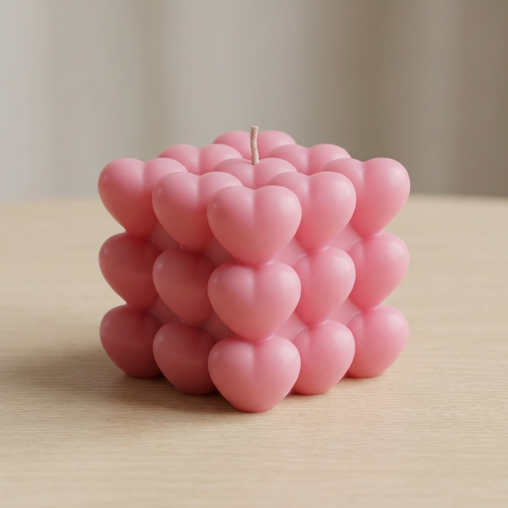 Heart Bubble Candle - Pink color