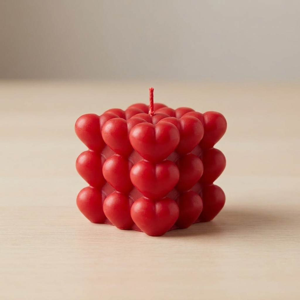 Heart Bubble Candle - Red color