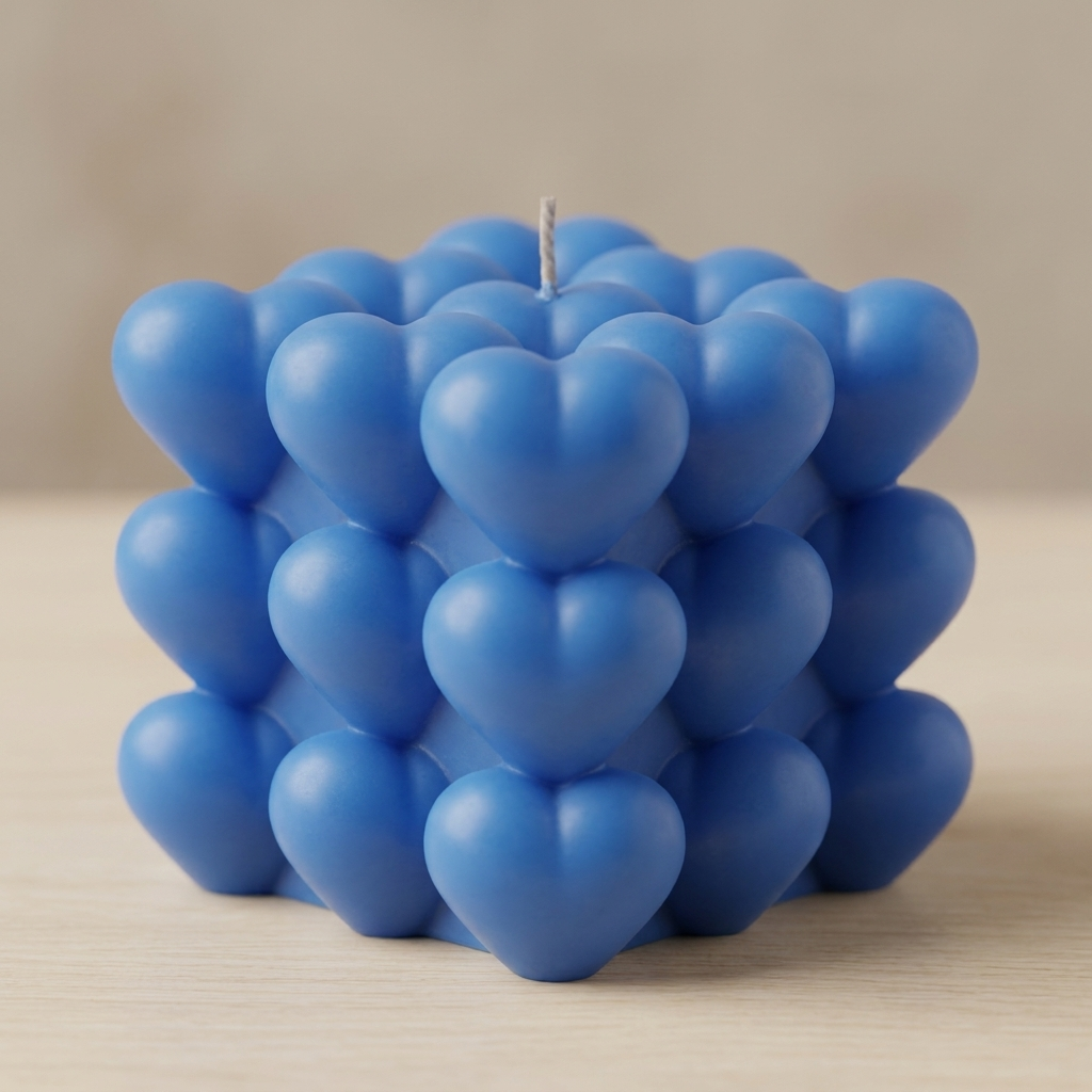 Heart Bubble Candle - Blue color