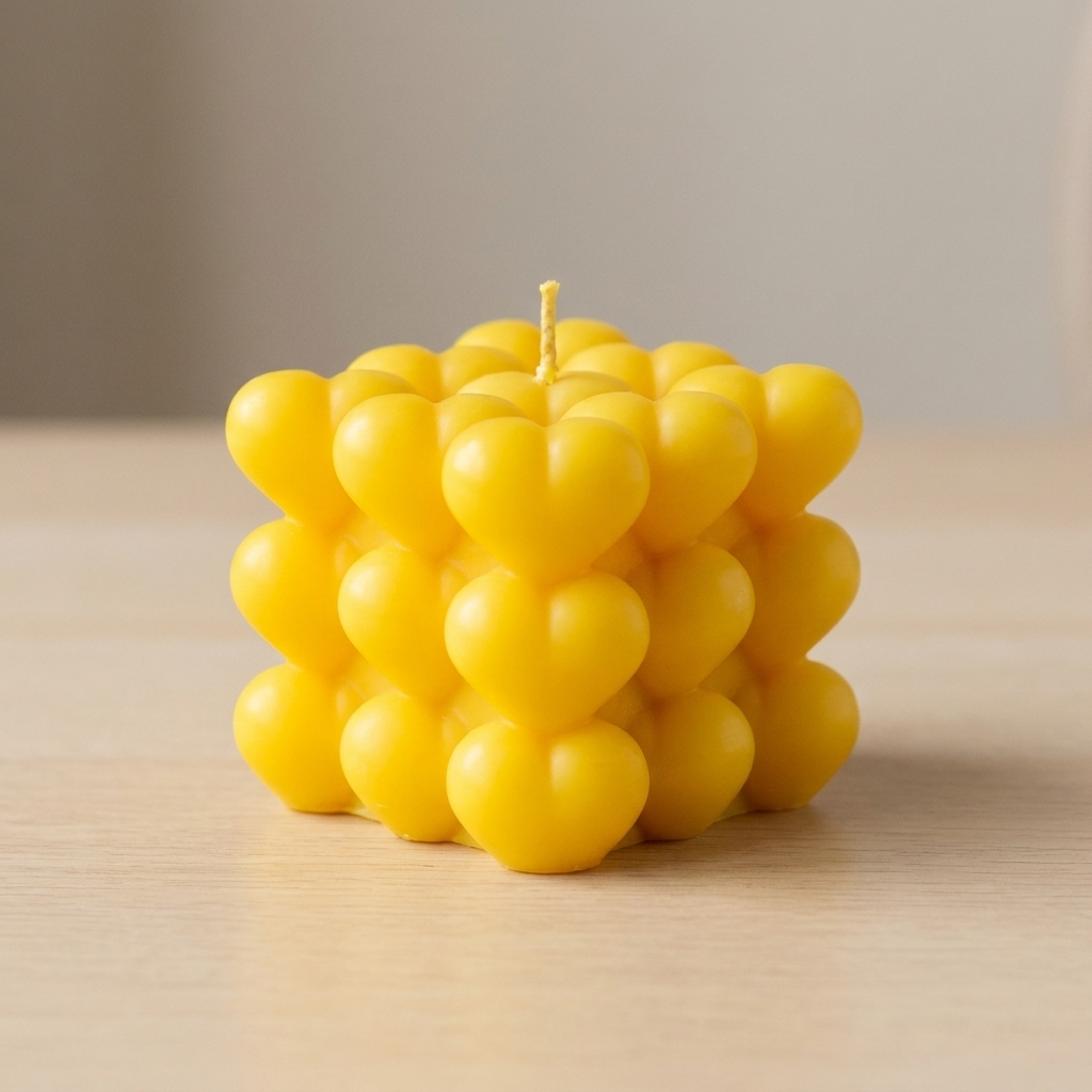 Heart Bubble Candle - Yellow color