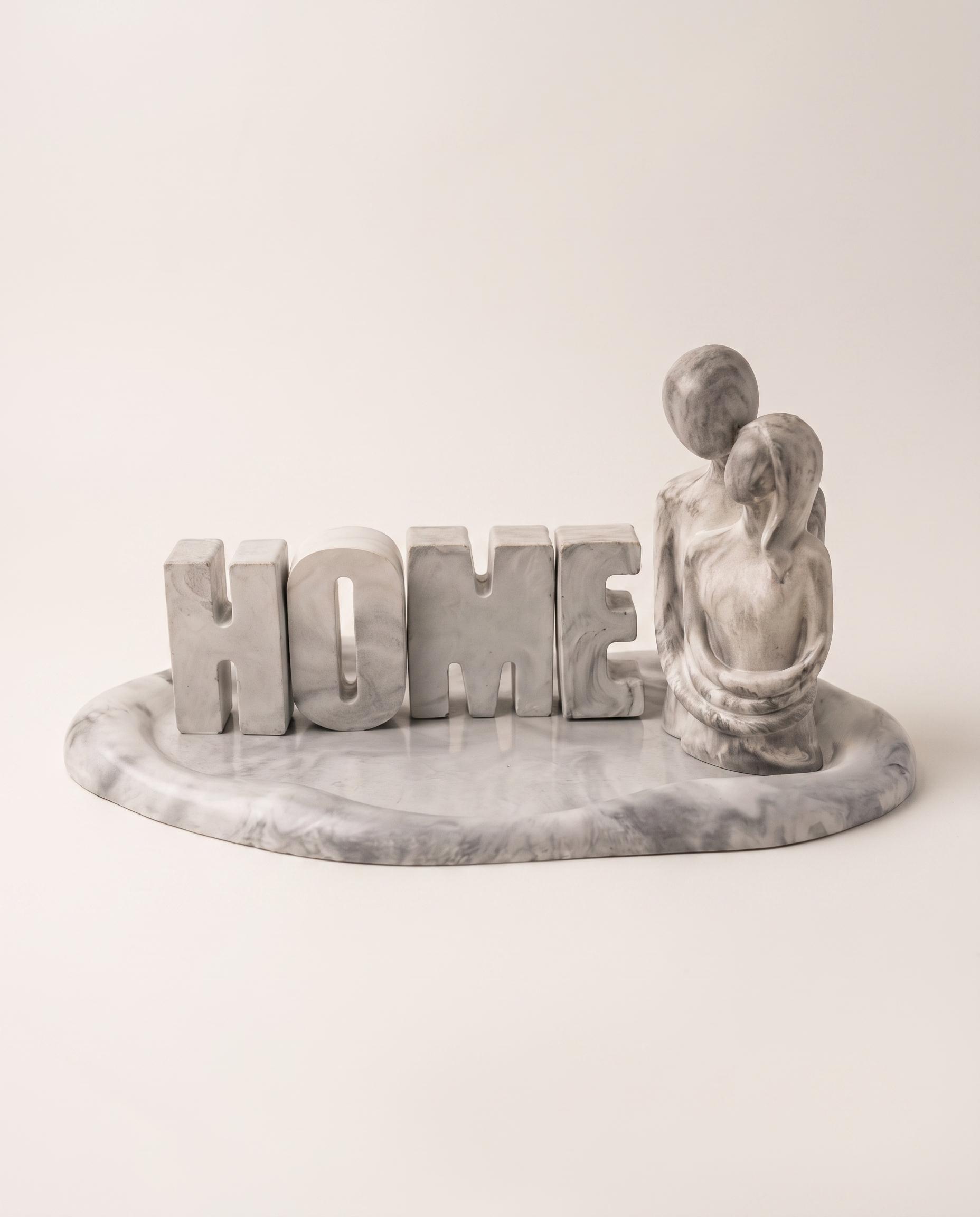 HOME Couple Tray Set - Gray & White marbled concrete
