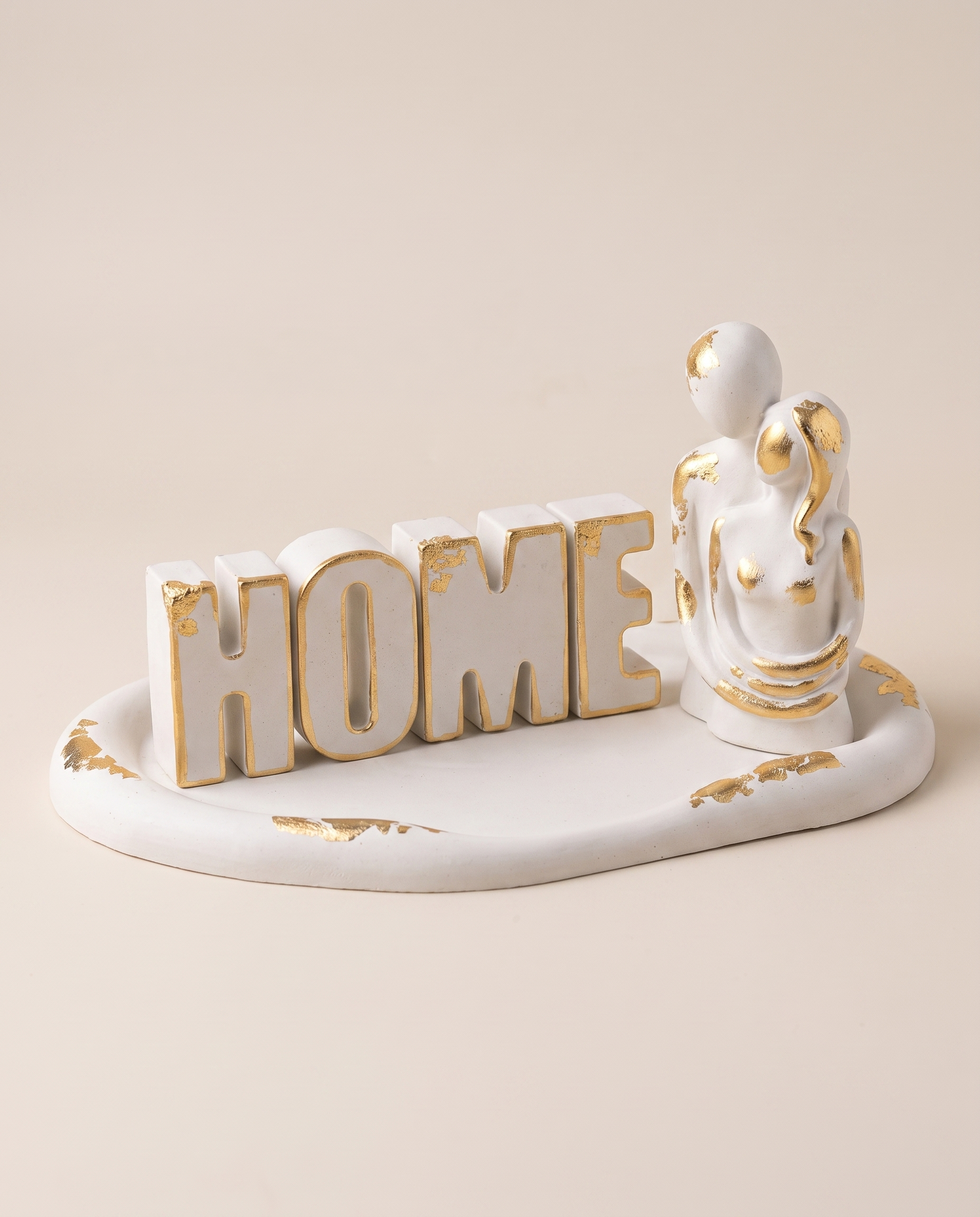 HOME Couple Tray Set - White & Gold concrete